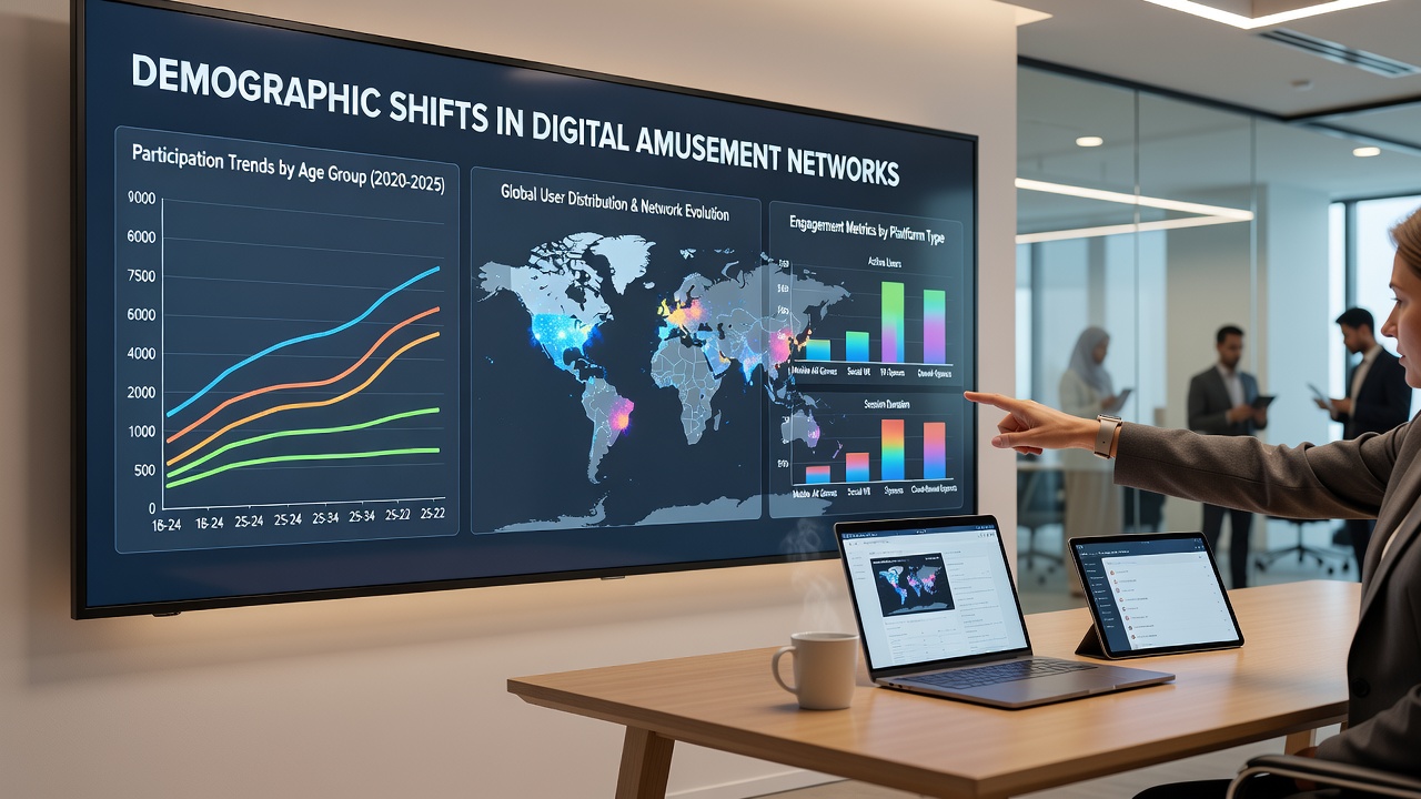 Data visualization of demographic trends affecting platform customization features in digital networks